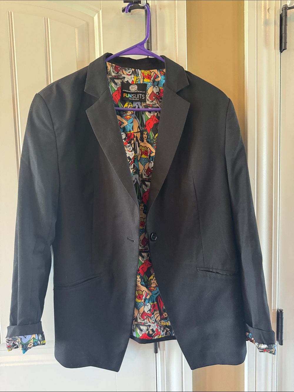DC Comics Black Blazer with Colorful Comic Lining